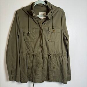 Ashley Sunrise Collection Olive Green Utility Anorak Jacket Hooded‎ Size L